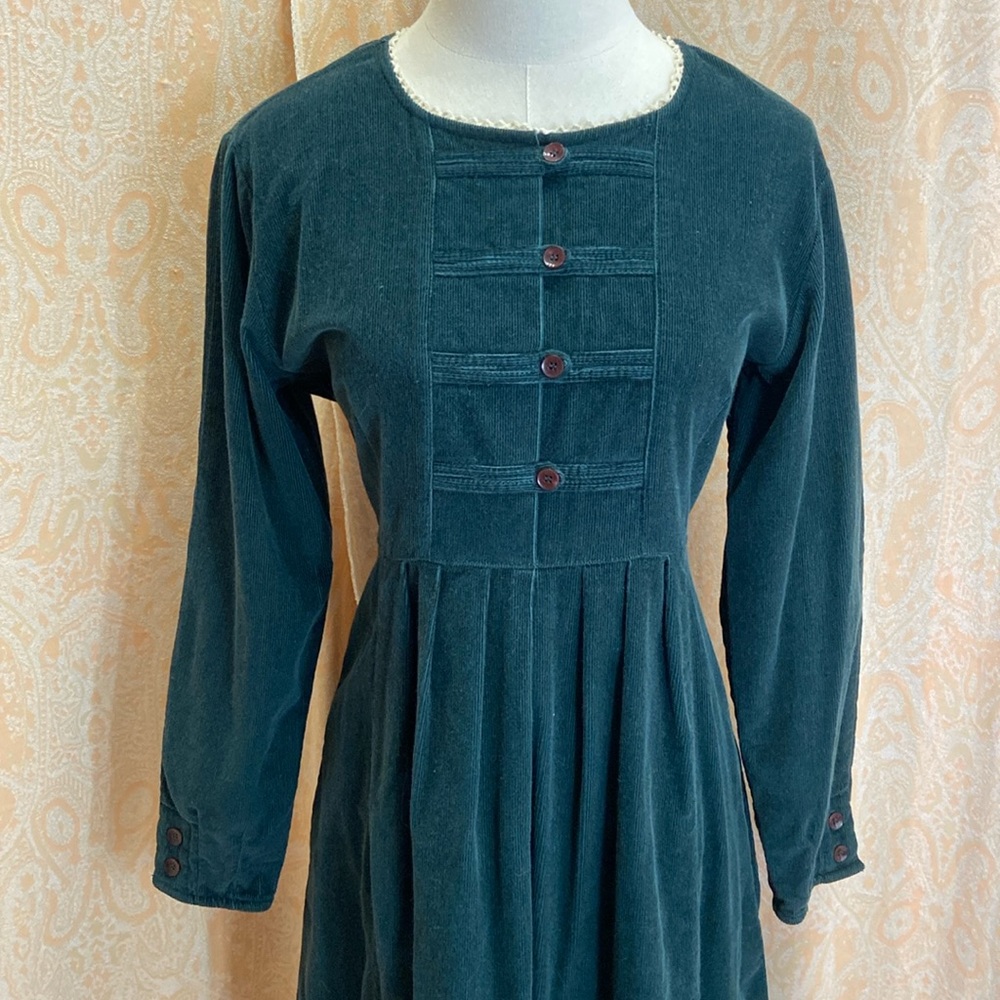 Vintage dark green corduroy holiday dress